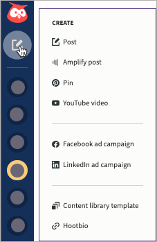 Menu shown when pointing to Composer in the Hootsuite main navigation.